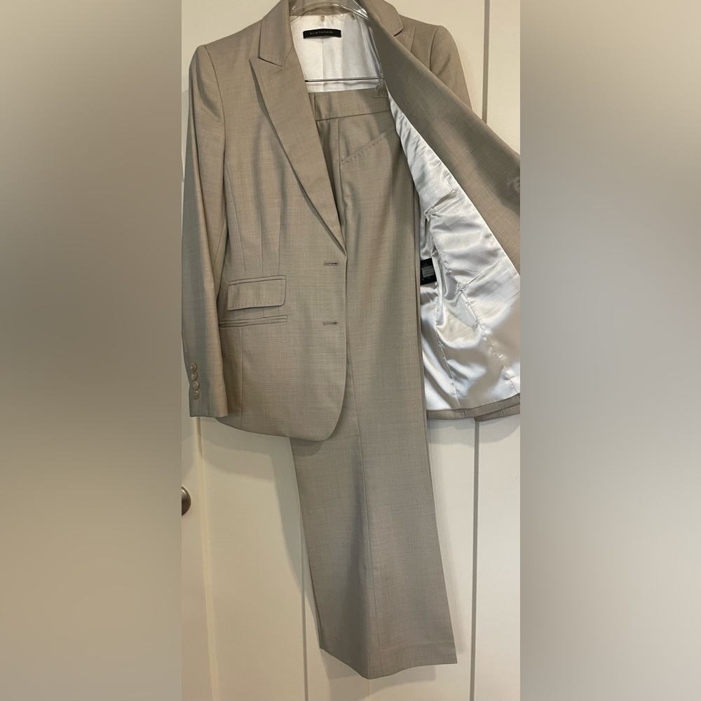Elie Tahari tan wool blazer and dress pants